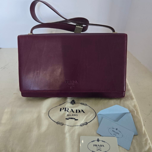Prada Handbags - Vintage Prada Purple Leather Flap Shoulder Bag w/ Dustbag and Authenticity cards